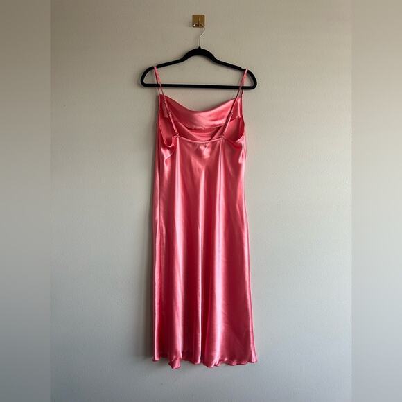 Vintage Bebe Pink Satin Slip Dress | Y2K 90s Cowl Neck | Made in USA | Size XL - Picture 2 of 7